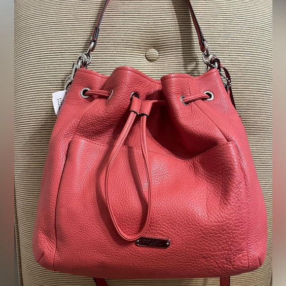 NWT COACH Avery Leather Drawstring Bucket Bag in Tea Rose/Coral - Picture 14 of 14